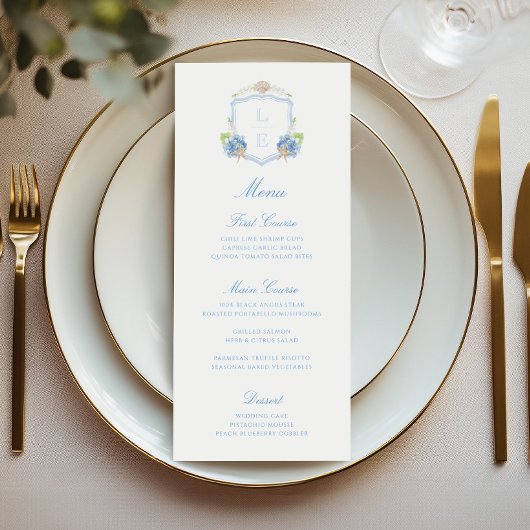 Menu Mariage à Crête de Monogramme Côtière