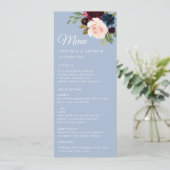 menu mariage à fleurs d'aquarelle bordeaux (Debout devant)