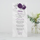 Menu mariage à fleurs gris argent royal (Debout devant)