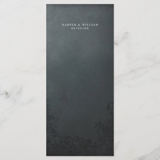 Menu mariage à fleurs métalliques (Dos)