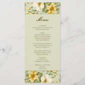 Menu mariage à fleurs vert et beige (Devant)
