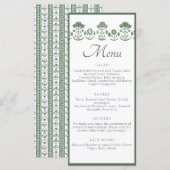 Menu Mariage à impression botanique verte et blanche (Devant / Derrière)