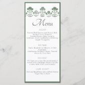 Menu Mariage à impression botanique verte et blanche (Devant)