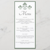 Menu Mariage à impression botanique verte et blanche (Devant)