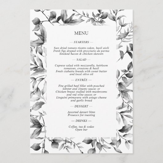 Menu Mariage à la frontière florale rustique classique (Devant)