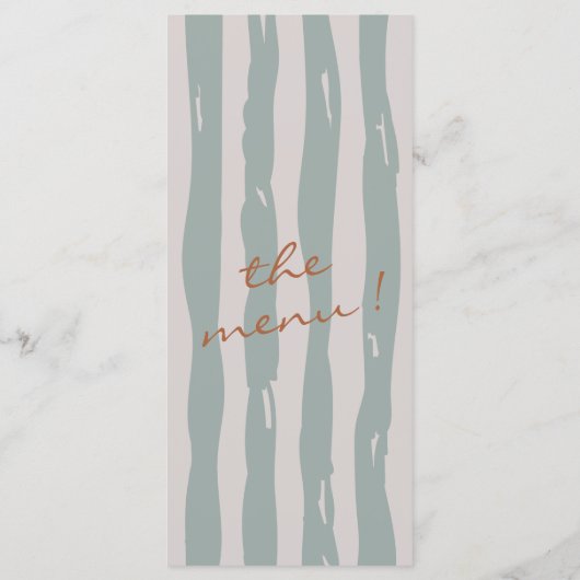 Menu Mariage à la main d'automne Écrit Earthy Pinstripe (Dos)