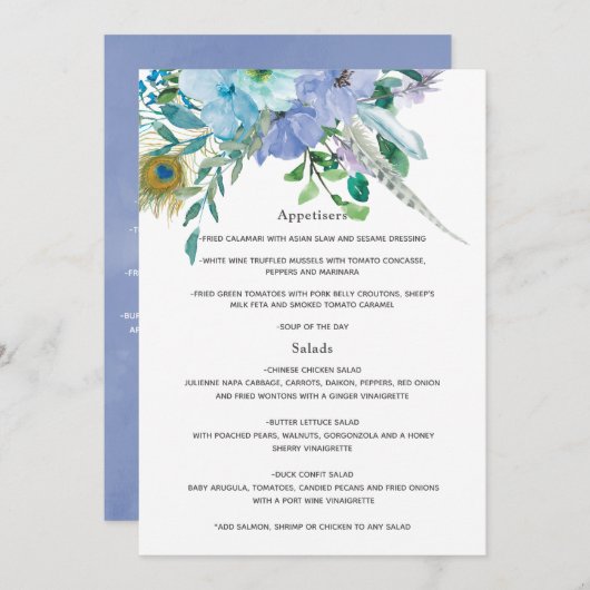 Menu Mariage à la menthe et au saumon bleu (Devant / Derrière)