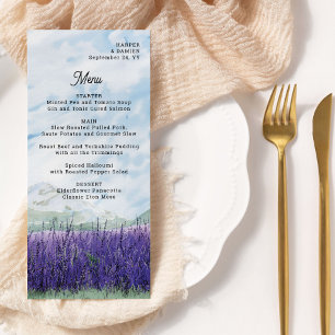 Menu Mariage à la Montagne Aquarelle Paysage de Lavande