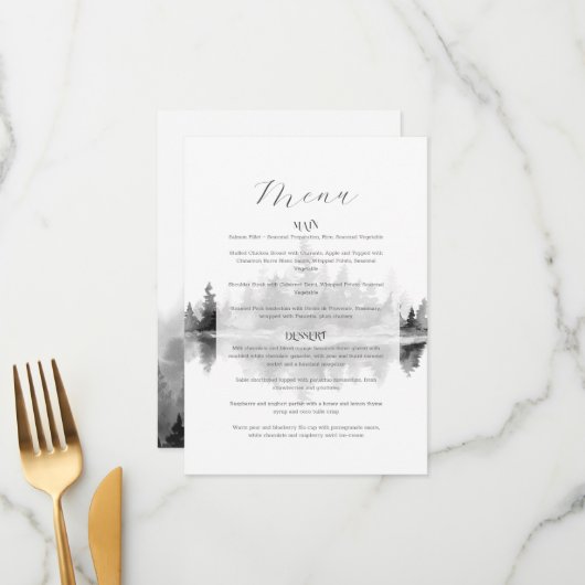 Menu Mariage à la Montagne Brumeuse (Devant/Arrière en situation)