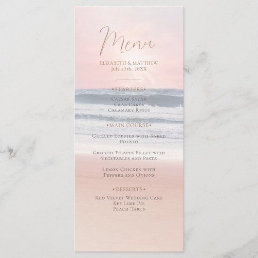Menu Mariage à la plage au coucher du soleil | Mariage (Devant)