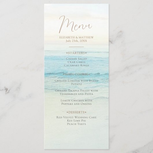 Menu Mariage à la plage au coucher du soleil | Mariage  (Devant)