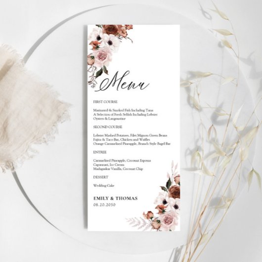 Menu Mariage à la soie