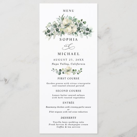 Menu Mariage à la verdure et à l'eucalyptus (Devant)