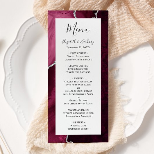 Menu Mariage à l'agate argentée de Bourgogne