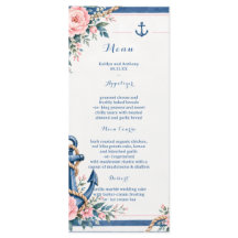 Mariage à l'ancre florale rose bleu marine