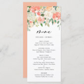 Menu Mariage à l'aquarelle et aux fleurs d'ivoire (Devant / Derrière)