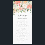 Menu Mariage à l'aquarelle et aux fleurs d'ivoire<br><div class="desc">Ajoutez un accent floral élégant à votre paysage de table d'évènement avec cette carte de menu floral personnalisable. Il dispose d'une guirlande florale aquarelle de pêche, de roses orange et ivoire, de pivoines et d'hydrangées avec des accents d'eucalyptus et de verdure. Personnalisez cette carte de menu floral en ajoutant vos...</div>