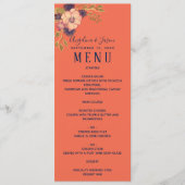Menu Mariage à l'aquarelle floral rose (Devant)