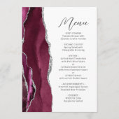 Menu Mariage à l'écriture argentée sur agate de Bourgog (Devant)
