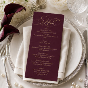 Menu Mariage à l'écriture Bourguignonne et Or