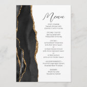 Menu Mariage à l'écriture moderne Black Gold Agate (Devant)
