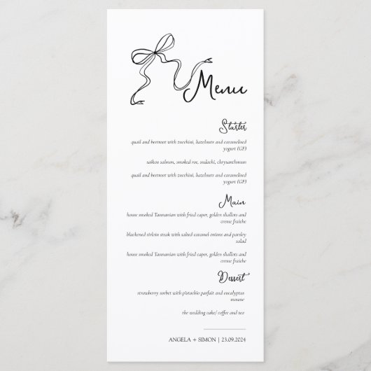 Menu Mariage à main blanche (Devant)