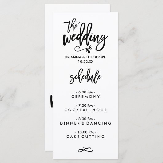 Menu Mariage à main chic (Devant / Derrière)