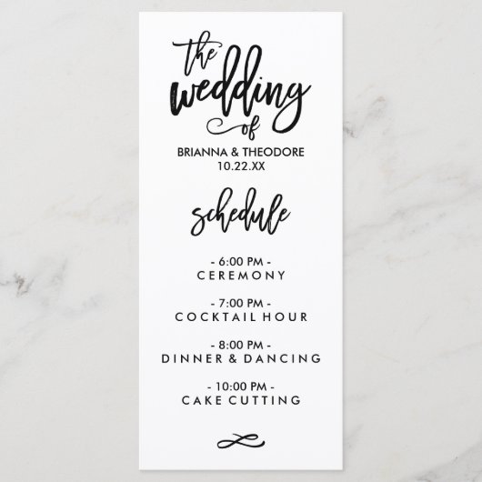 Menu Mariage à main chic (Devant)
