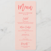 Menu Mariage à main chic | Corail (Devant)