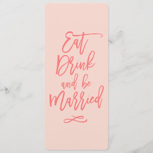 Menu Mariage à main chic | Corail (Dos)