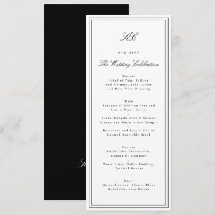 Menu Mariage à monogramme traditionnel