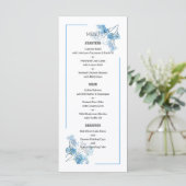 Menu Mariage à motif floral botanique bleu clair (Debout devant)
