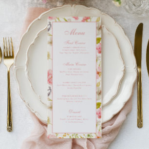 Menu Mariage à motif floral vintage