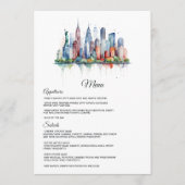 Menu Mariage à New York à l'aquarelle (Devant)