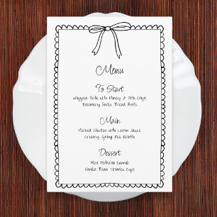 Menu Mariage à Nœud Noir et Blanc