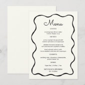 Menu Mariage à vague noir et blanc (Devant / Derrière)