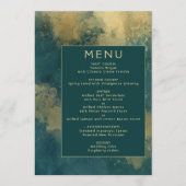 Menu Mariage Abstrait Aquarelle Sarcelle Or (Devant)