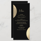 Menu Mariage Abstrait moderne Noir & Or contemporain (Devant / Derrière)