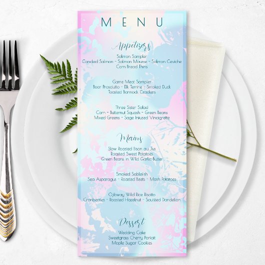 Menu Mariage Abstrait Moderne Pastel