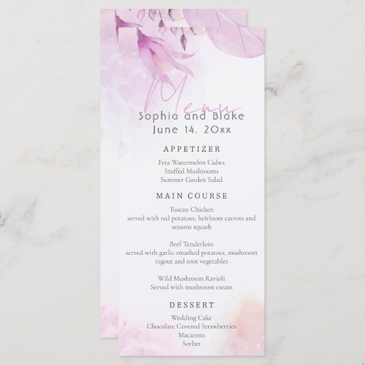 Menu Mariage Abstrait moderne sur la plage (Devant / Derrière)