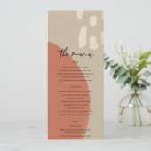 MENU MARIAGE ABSTRAIT MODERNE TERRACOTTA RED KRAFT (Debout devant)