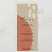 MENU MARIAGE ABSTRAIT MODERNE TERRACOTTA RED KRAFT (Devant / Derrière)