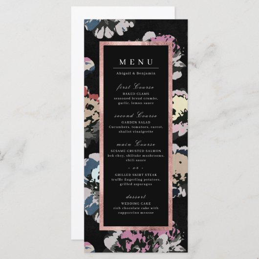 Menu Mariage abstrait noir classique moderne (Devant / Derrière)