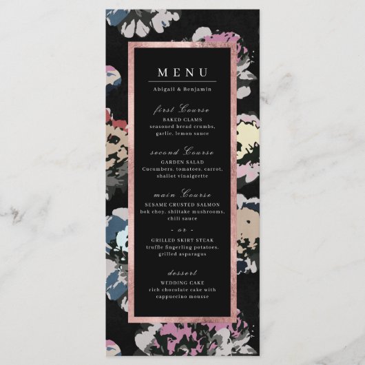 Menu Mariage abstrait noir classique moderne (Devant)