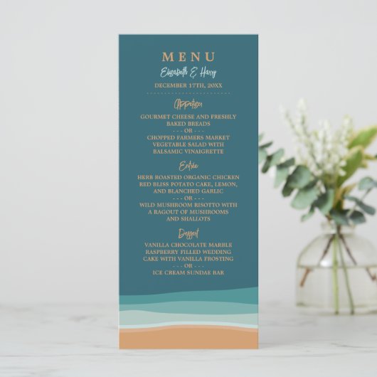 Menu Mariage Abstrait Ocean Beach (Debout devant)