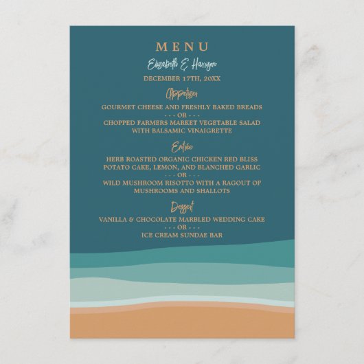 Menu Mariage Abstrait Ocean Beach (Devant)