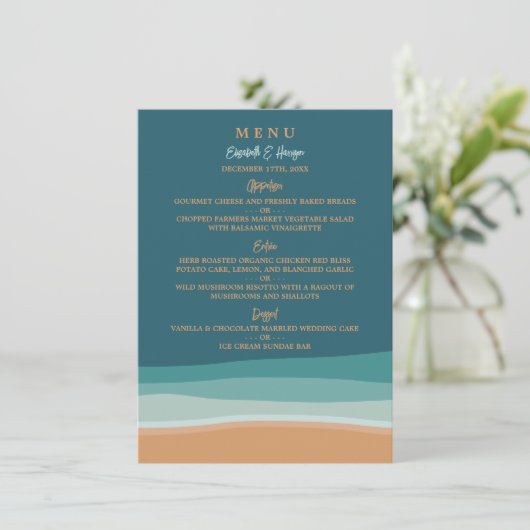 Menu Mariage Abstrait Ocean Beach (Debout devant)