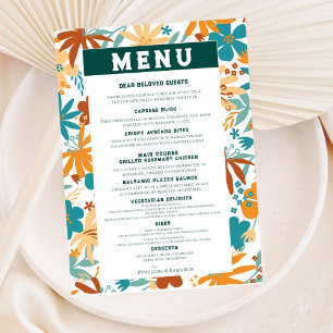 Menu Mariage Abstrait Turquoise foncé