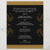 Menu Mariage Accent de défilement noir et or (Devant)