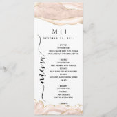 Menu Mariage Agate Blush & Gold Parties scintillant (Devant)